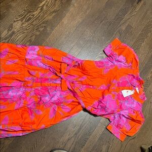 Sugarlips Orange and Pink Floral Midi Dress